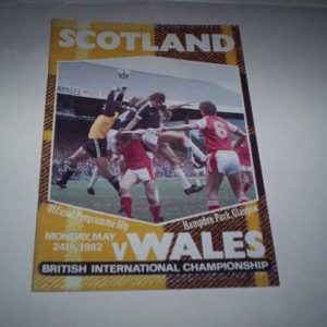 1982 SCOTLAND V WALES BRITISH CHAMPIONSHIP