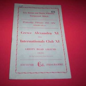 1963/64 CREWE XI V INTERNATIONALS XI ERIC BARNES AND BARRIE WHEATLEY TESTIMONIAL