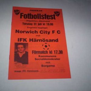 1986/87 IFK HARNOSAND V NORWICH FRIENDLY