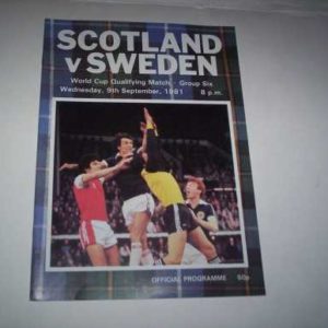 1981 SCOTLAND V SWEDEN WORLD CUP