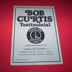 1978 CHARLTON V QPR BOB CURTIS TESTIMONIAL