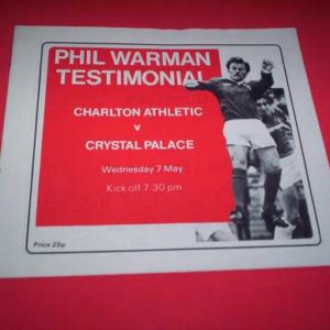 1980 CHARLTON V CRYSTAL PALACE PHIL WARMAN TESTIMONIAL