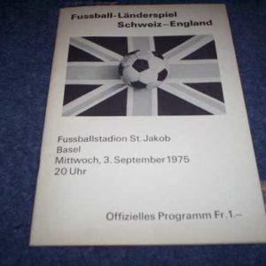 1975 SWITZERLAND V ENGLAND