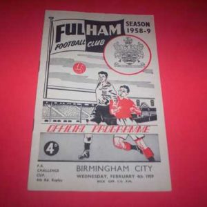 1958/59 FULHAM V BIRMINGAM FA CUP 4TH ROUND REPLAY
