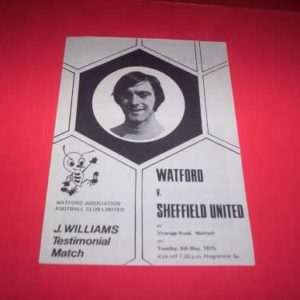 1975 WATFORD V SHEFFIELD UTD J WILLIAMS TESTIMONIAL