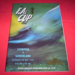 1992 LIVERPOOL V SUNDERLAND FA CUP FINAL