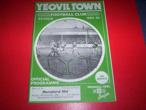 LGE V NON LGE IN FA CUP » 1985/86 YEOVIL V HEREFORD FA CUP