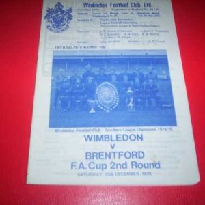 1975/76 WIMBLEDON V BRENTFORD FA CUP
