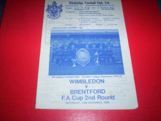 LGE V NON LGE IN FA CUP » 1975/76 WIMBLEDON V BRENTFORD FA CUP