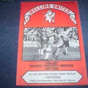 1989/90 WELLING V READING FA CUP THIRD REPLAY