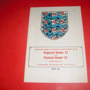 1977 ENGLAND V FINLAND U21 @ HULL