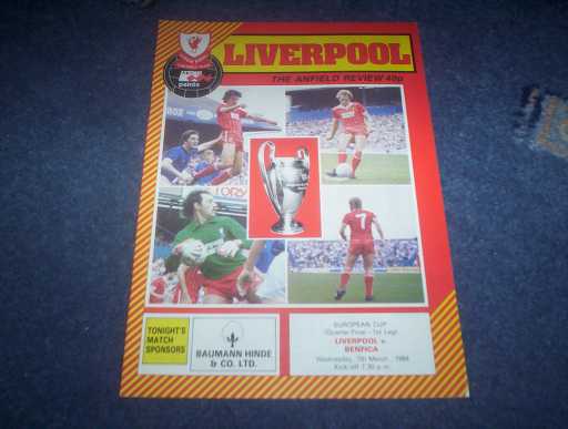 BRITISH CLUBS IN EUROPE » 1983/84 LIVERPOOL V BENFICA EUROPEAN CUP