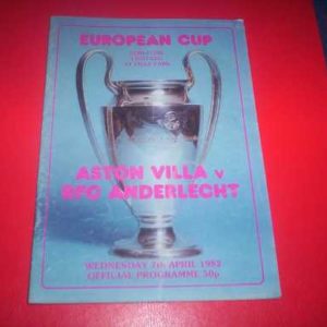 1981/82 ASTON VILLA V ANDERLECHT EUROPEAN CUP
