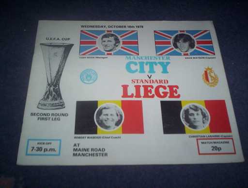 BRITISH CLUBS IN EUROPE » 1978/79 MAN CITY V STANDARD LIEGE UEFA CUP
