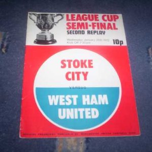 1972 STOKE V WEST HAM LEAGUE CUP S/F 2ND REP