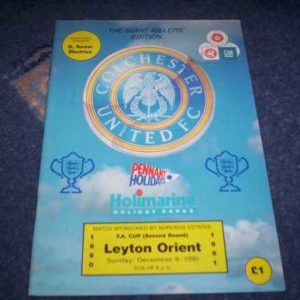 1990/91 COLCHESTER V ORIENT FA CUP 2ND ROUND