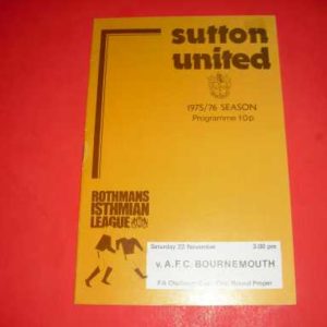 1975/76 SUTTON UTD V BOURNEMOUTH FA CUP