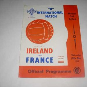 1959 NORTHERN IRELAND V FRANCE B INTERNATIONAL