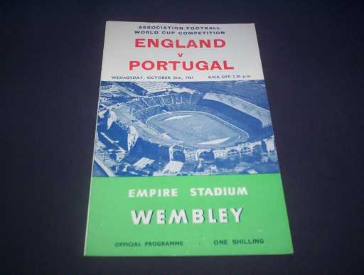 ENGLAND HOMES » 1961 ENGLAND V PORTUGAL WORLD CUP QUALIFIER