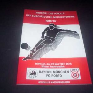 1987 BAYERN MUNICH V PORTO EUROPEAN CUP FINAL