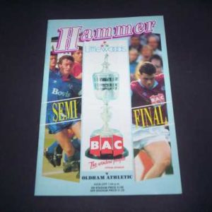 1989/90 WEST HAM V OLDHAM LEAGUE CUP SEMI FINAL