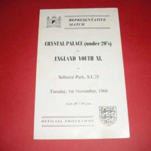 1966 CRYSTAL PALACE U20 V ENGLAND YOUTH XI