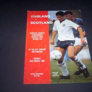 1988 ENGLAND V SCOTLAND U21 EUROPEAN QTR FINAL