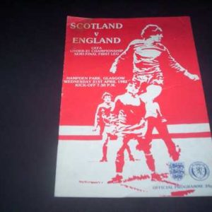 1982 SCOTLAND V ENGLAND U21 UEFA SEMI FINAL