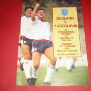 1989 ENGLAND B V YUGOSLAVIA @ MILLWALL