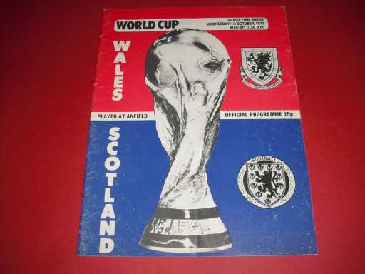 WALES » 1977 WALES V SCOTLAND WORLD CUP QUALIFIER @ LIVERPOOL