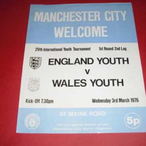 1976 ENGLAND V WALES YOUTH TOURNAMENT @ MAN CITY