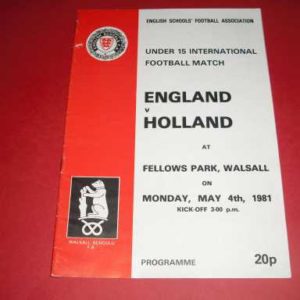 1981 ENGLAND V HOLLAND SCHOOLS @ WALSALL
