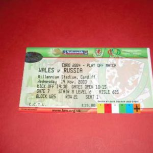 2003 WALES V RUSSIA TICKET