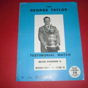 1967 BOLTON V ALL STARS GEORGE TAYLOR TESTIMONIAL