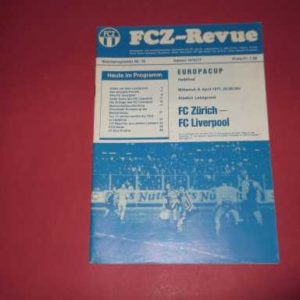 1977 ZURICH V LIVERPOOL EUROPEAN CUP SEMI FINAL
