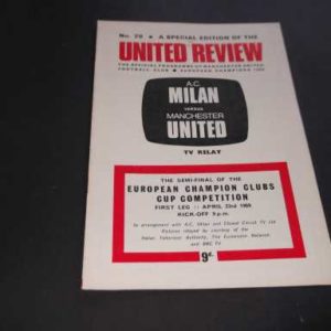 1969 AC MILAN V MAN UTD TV RELAY TO OLD TRAFFORD (EUROPEAN CUP SEMI FINAL)