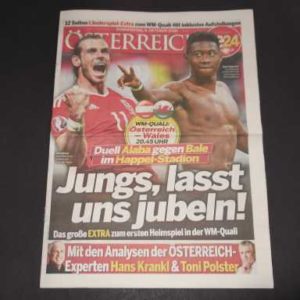 2016 AUSTRIA V WALES WORLD CUP QUALIFIER NEWSPAPER EDITION