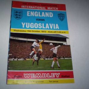 1972 ENGLAND V YUGOSLAVIA