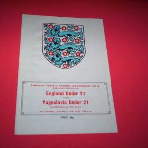 1978 ENGLAND U21 V YUGOSLAVIA U21 (EUROPEAN U21 CHAMPIONSHIPS) @ MAN CITY