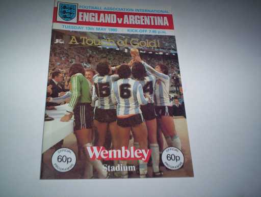 ENGLAND HOMES » 1980 ENGLAND V ARGENTINA