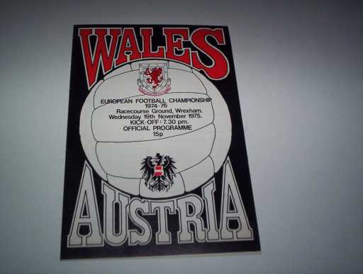 WALES » 1975 WALES V AUSTRIA EUROPEAN CHAMPIONSHIP @ WREXHAM