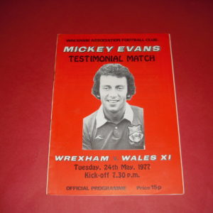 1976/77 WREXHAM V WALES XI MICKEY EVANS TESTIMONIAL