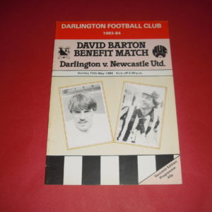 1983/84 DARLINGTON V NEWCASTLE DAVID BARTON TESTIMONIAL