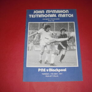 1976/77 PRESTON V BLACKPOOL JOHN McMAHON TESTIMONIAL
