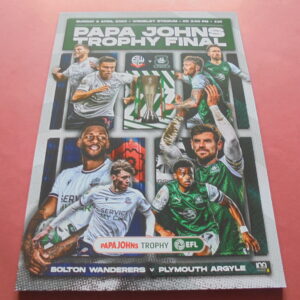 2023 BOLTON v PLYMOUTH (PAPA JOHNS TROPHY FINAL) free postage