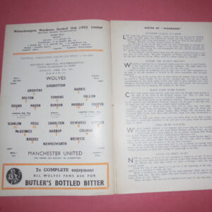 1953/54 WOLVES v MANCHESTER UTD (FA YOUTH CUP FINAL) 26.04.1954